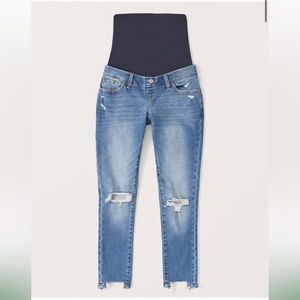 Abercrombie & Fitch, Maternity Super Skinny Ankle Jean, Medium Destroy, Size 27